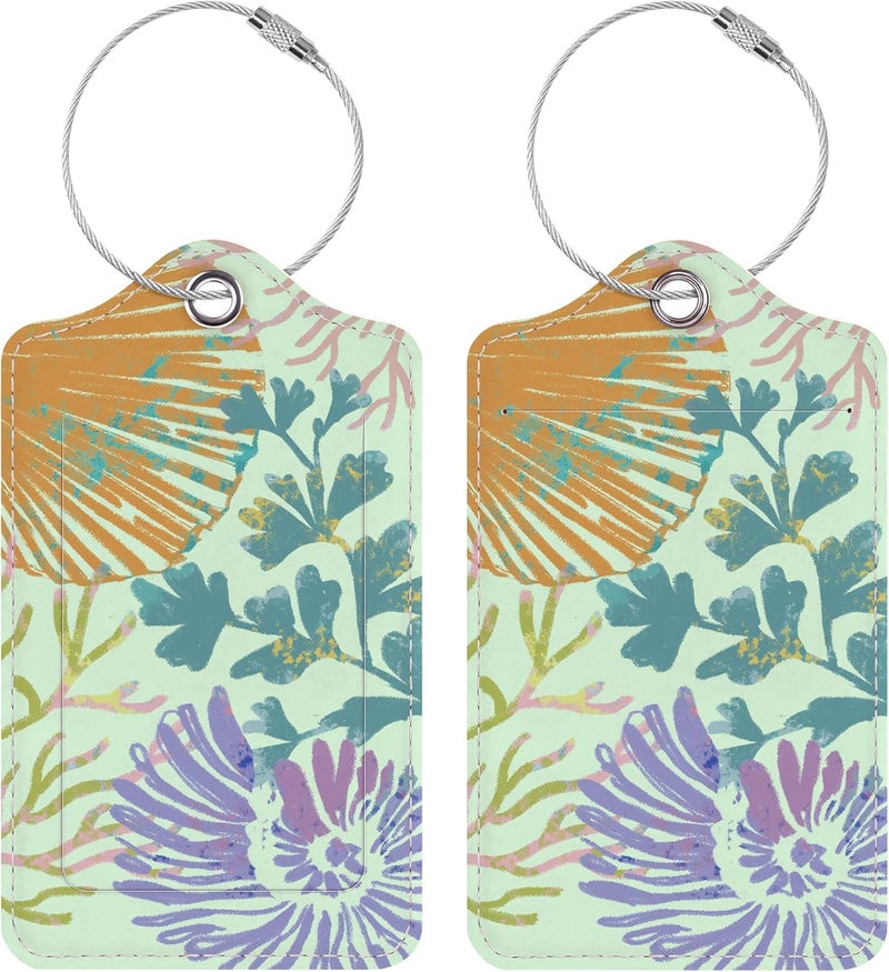 Chelmon Luggage Tags for Suitcases, 2 Pack Cute PU Leather Luggage Tag TSA Approved with Stainless Steel Loop and Address Card Baggage Tag for Travel&Hotel Stays&Cruise Ships&Shipping and Mailing - Image 1